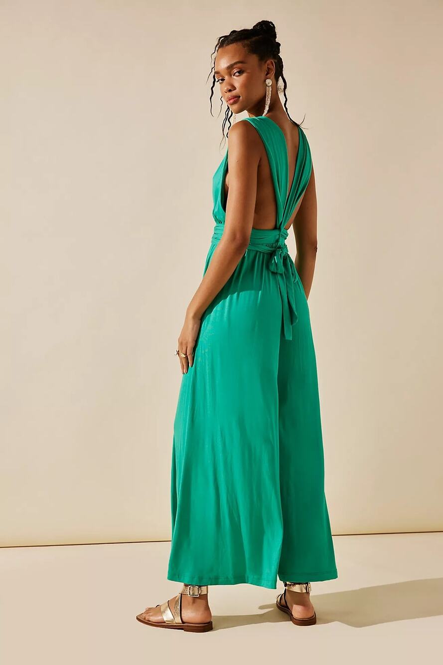 Free People Boho Dani Convertible Open Back One Piece Stretch Kelly Green NWT S